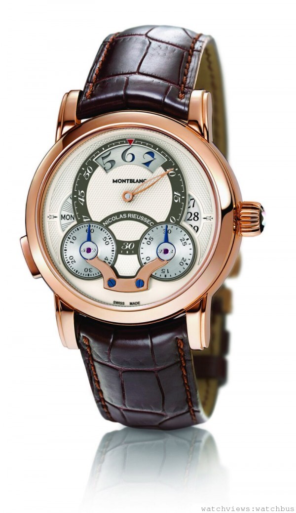 全新發表的Nicolas Rieussec Rising Hours計時腕錶，18K玫瑰金版本售價約新台幣123萬元。