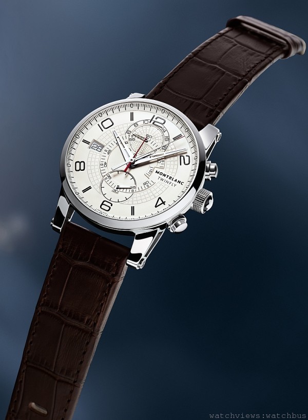萬寶龍TimeWalker系列雙飛返計時腕錶_棕色鱷魚皮錶帶款，約NT$260,000