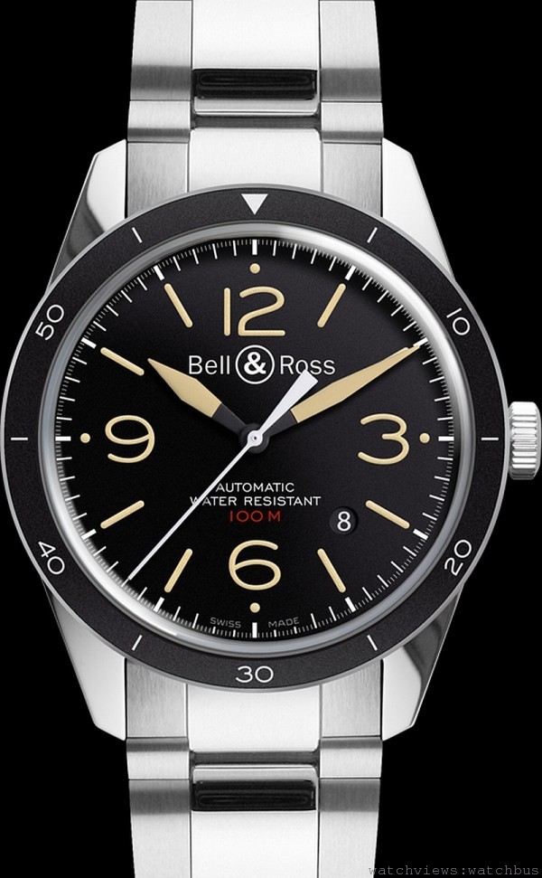 Vintage BR 123 Sport Heritage自動腕錶，不鏽鋼錶殼，錶徑41毫米，時、分、秒、日期，ETA2892自動上鍊機芯，防水100米，不鏽鋼鍊帶。