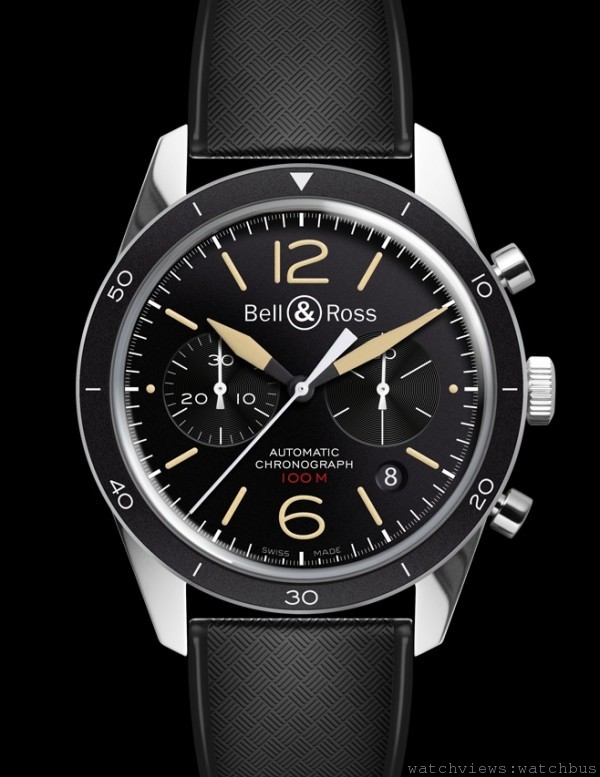 Vintage Sport Heritage BR 126計時腕錶，不鏽鋼錶殼，錶徑41毫米， 時、分、秒、日期、計時碼錶，ETA2894自動上鍊機芯，防水100米。