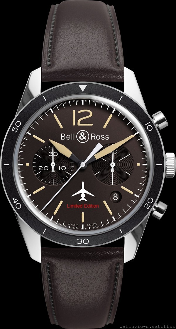 Vintage BR 126 Falcon計時腕錶，不鏽鋼錶殼，錶徑41毫米，時、分、秒、日期、計時碼錶，ETA2894自動上鍊機芯，防水100米。