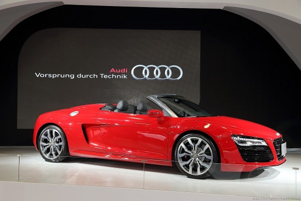 源自賽車科技的R8 Spyder高性能豪華敞篷超跑旗艦火熱登場，宣示Audi品牌將於本屆車展上全面掀起性能狂潮!