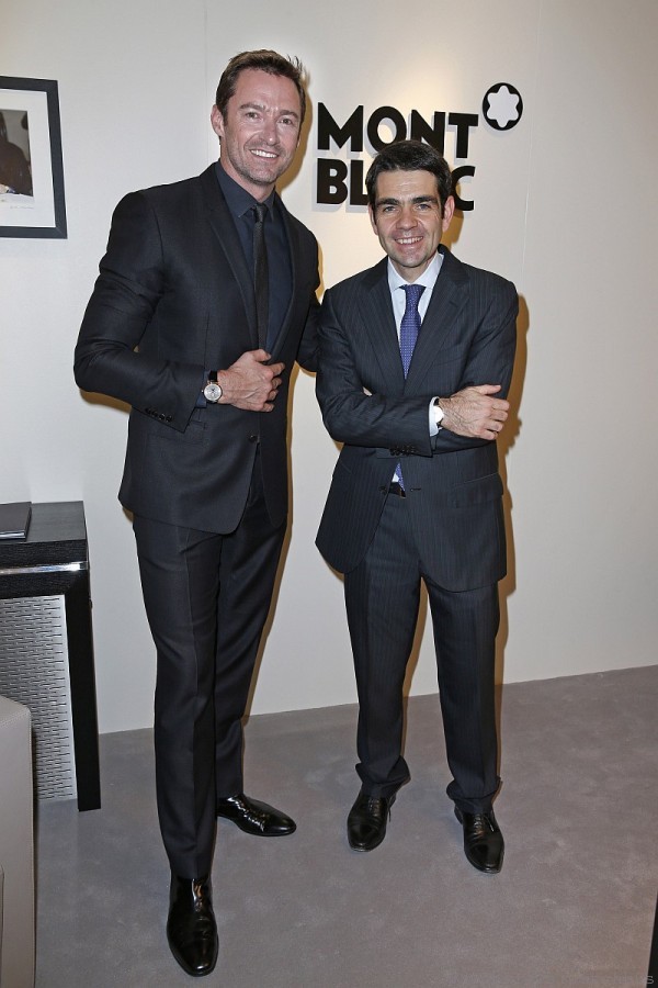 萬寶龍全球執行長傑羅姆‧蘭伯特(Jérôme Lambert)與新任萬寶龍品牌形象大使休傑克曼(Hugh Jackman)。