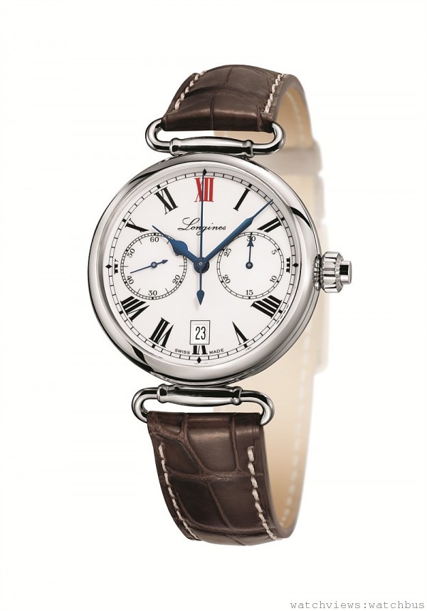 浪琴表導柱輪單按把計時碼錶的靈感來自浪琴表於1913年所研發的旗下首款計時腕錶。此款不鏽鋼版本腕錶採用ETA特別為浪琴表研發的L788導柱輪單按鈕計時碼錶機芯。其40毫米錶殼搭載可移動式錶耳。白色面盤具備了黑色羅馬數字與一個紅色「XII」，並於9點鐘位置設有一小秒針計盤，以及於3點鐘位置設有一30分計盤。日期視窗則設置於6點鐘位置。由藍鋼指針為整體設計劃下完美句點，且此時計備有棕色鱷魚皮錶帶，建議售價NT$143,500。