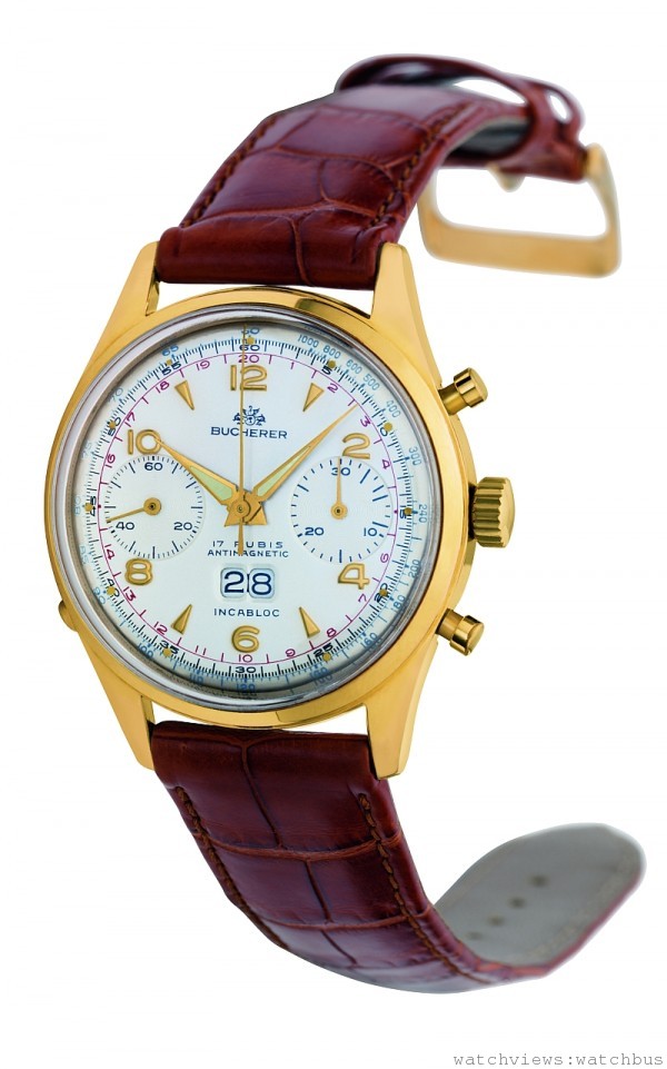 1948年：此款計時碼錶備有大日曆視窗顯示於六點鐘方向，可說是別出心裁的精采設計，將寶齊萊創新與優雅和諧相容的特 色展露無遺。