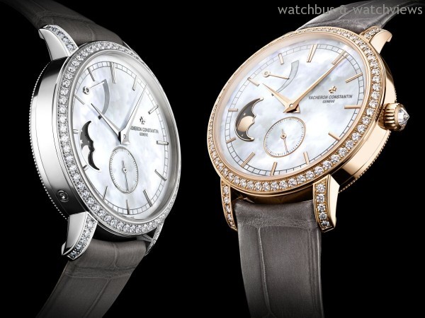 Traditionnelle月相盈虧動力儲存小型號腕錶提供粉紅金和白金兩款錶殼設計，生動詮釋了至臻純粹的美學理念。