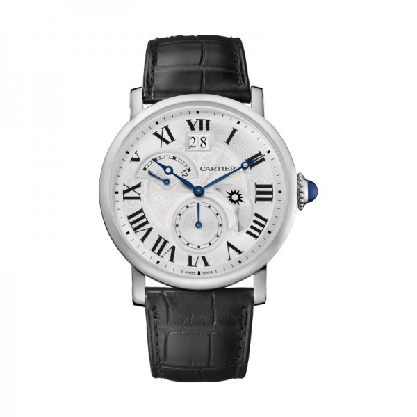 不銹鋼錶殼，直徑42毫米，銀色錶盤裝飾陽光射線飾紋，藍寶石水晶透明錶背，鱷魚皮錶帶，折疊錶扣，1904-FU MC型自動上鏈機芯。