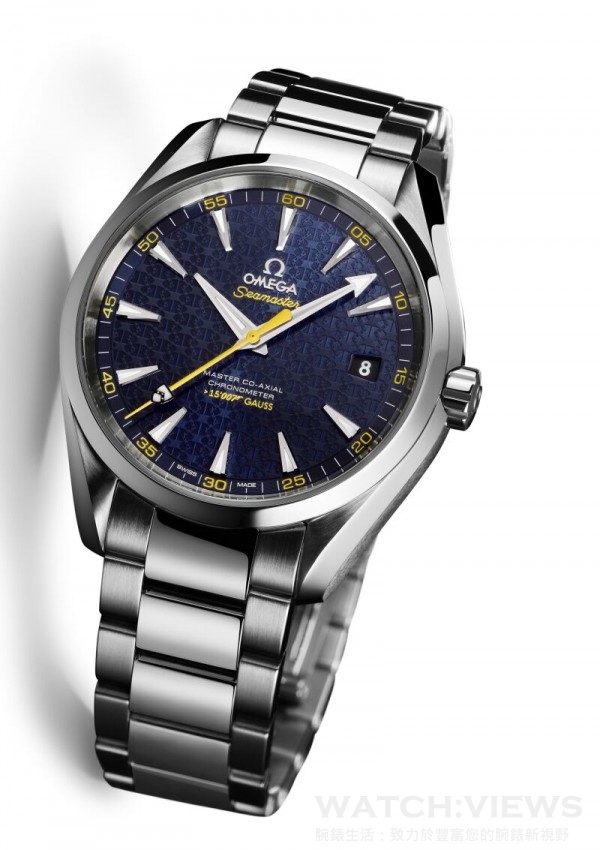 eamaster Aqua Terra 150M James Bond腕錶，不鏽鋼錶殼，時、分、秒、日期顯示，8507自動上鍊機芯，不鏽鋼鍊帶，抵抗磁力超過15,007高斯，限量15,007只。