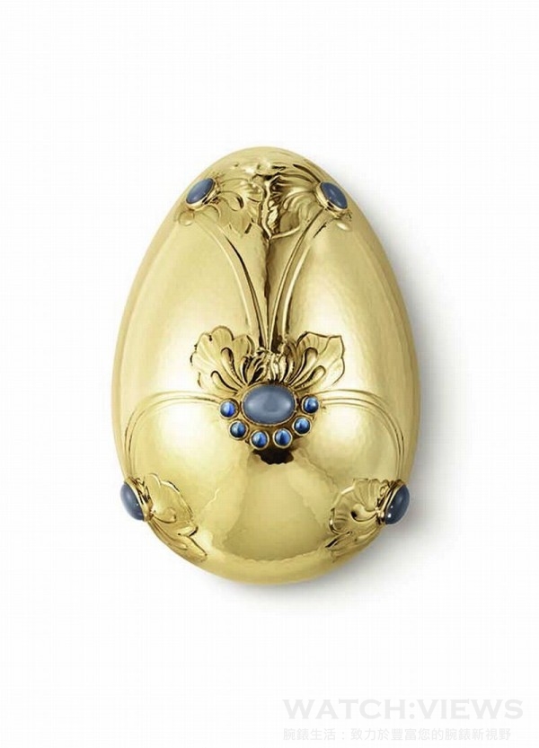 GEORG JENSEN銀雕藝作古董收藏展，18K黃金寶石鑲嵌蛋型盒