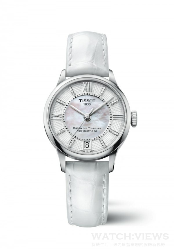 TISSOT Chemin des Tourelles杜艾爾系列80小時自動女裝腕錶，定價NT$28,100