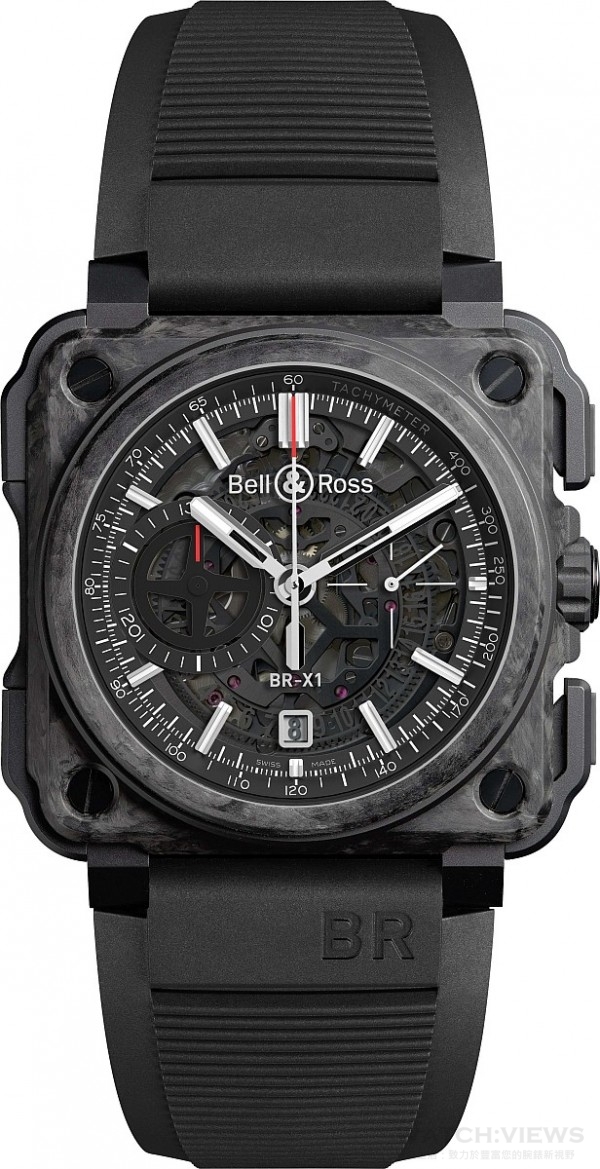 BR-X1 Carbone Forge腕錶採用來自航太工業的鍛造碳材質，質輕、堅硬，且啞光修飾更是時下最流行的設計元素。