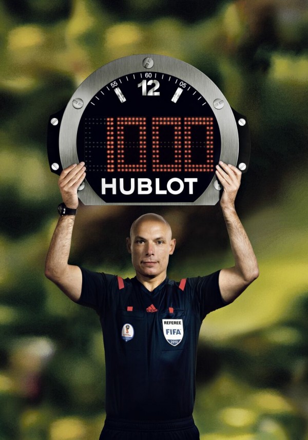 Hublot身為FIFA世界盃足球賽的官方計時及官方腕錶，觀眾將在俄羅斯世界盃所有比賽看見Hublot標誌的裁判計時牌