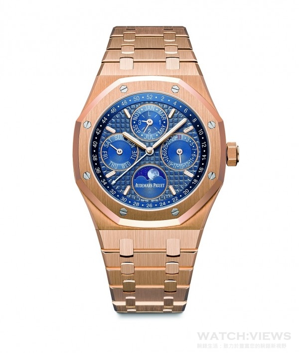 皇家橡樹萬年曆腕錶玫瑰金款，定價NTD3,060,000。