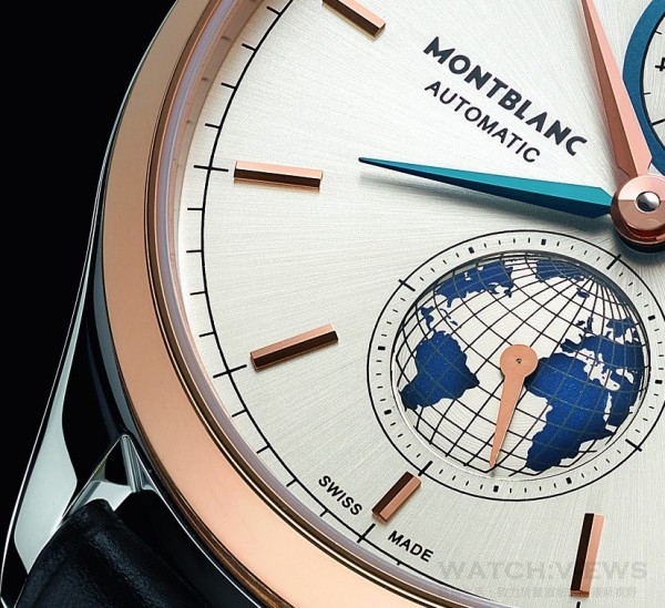 eritage Chronométrie傳承精密計時系列 Vasco Da Gama 限量238兩地時間腕錶位於6點鐘方向的小秒盤，可明顯見到3D效果的微縮世界地圖，引領人們開啟自己的旅程。