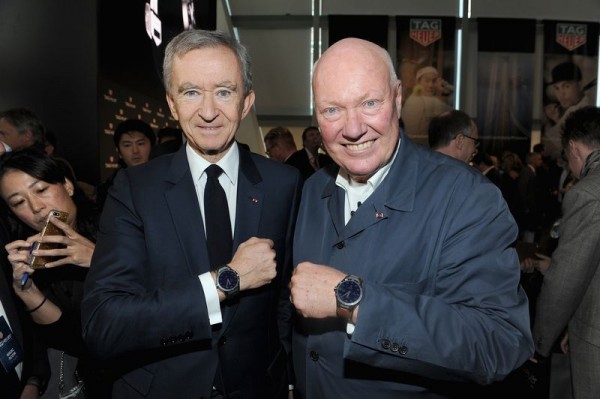 NEW YORK, NY - NOVEMBER 09: Bernard Arnault and Jean-Claude Biver attend the TAG Heuer Connected Watch event on November 9, 2015 in New York City. (Photo by Craig Barritt/Getty Images for Tag Heuer)