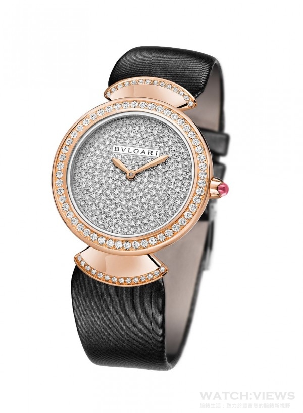 BVLGARI Diva密鑲鑽自動女錶，型號102432，建議售價約NTD1,043,000。