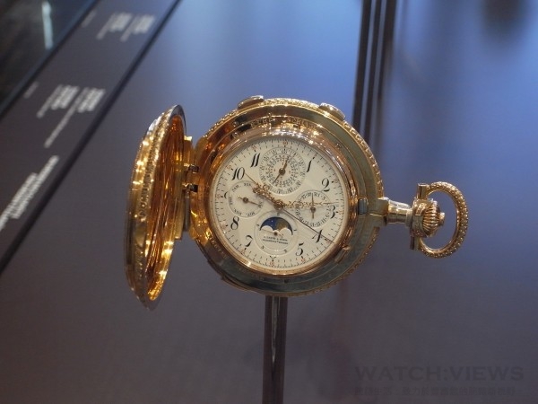 這是館內陳列的朗格1902年製造，在近期歷經五年修復的多功能複雜懷錶。