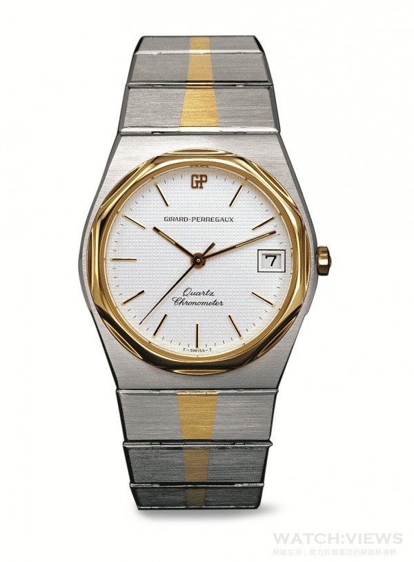 GP芝柏表於1975年推出的Laureato腕，乃Quartz Chronometer石英天文台錶。