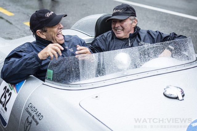 著名賽車手Jacky Ickx與蕭邦總裁Karl-Friedrich Scheufele參與2016年Mille Miglia賽事。