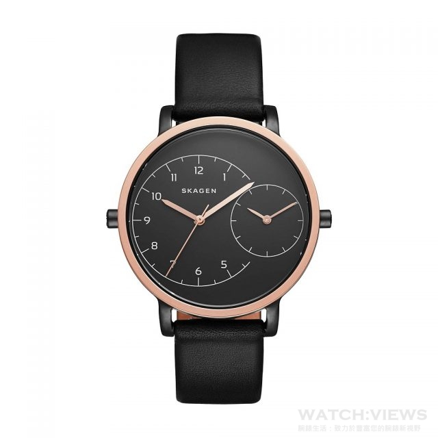 SKAGEN Hagen兩地雙時區腕錶黑色面盤款，建議售價NT$9,550(王若琳佩戴款)。