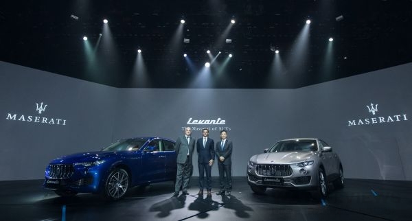 臺灣蒙地拿總經理宋牧樺（左起）、Maserati亞洲區市場總監 Fabrizio Cazzoli、Maserati品牌總經理黃怡超 ，共同宣布Maserati  Levante S在台上市。