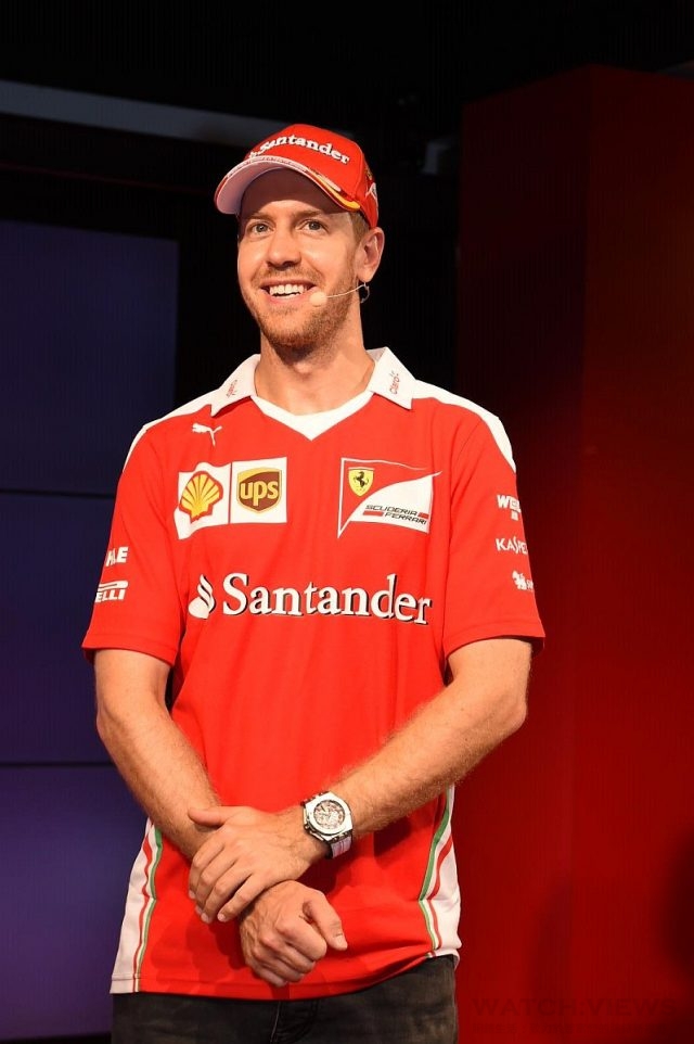 法拉利王牌車手Sebastian Vettel 配戴Hublot Big Bang Ferrari Giappone 50計時碼錶