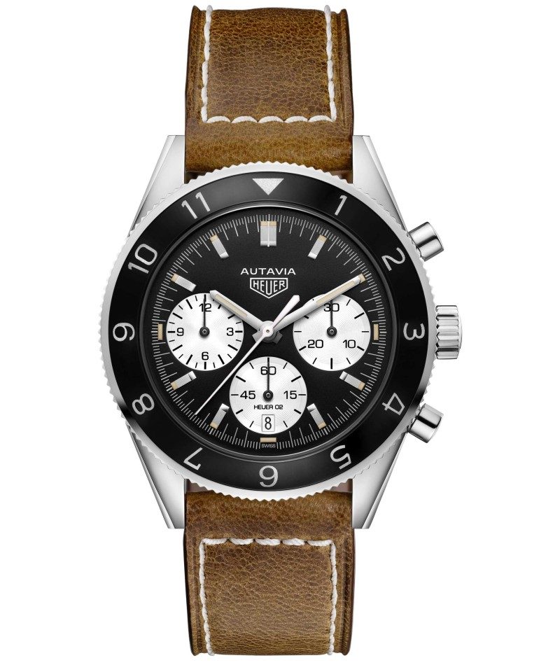 Autavia計時碼錶栗色皮錶帶款，建議售價167,900元。