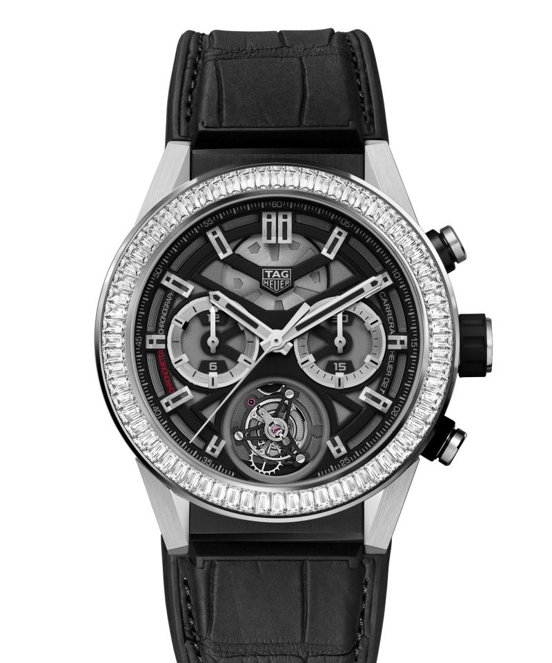CARRERA Heuer-02T陀飛輪計時碼錶長方形切割鑽石錶圈款，建議售價2,200,600元
