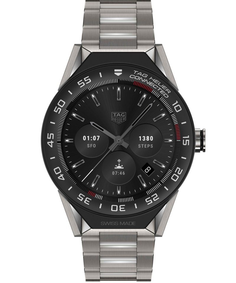 TAG Heuer Connected Modular 45智能腕錶，鈦金屬鍊帶，建議售價NT$76,100。