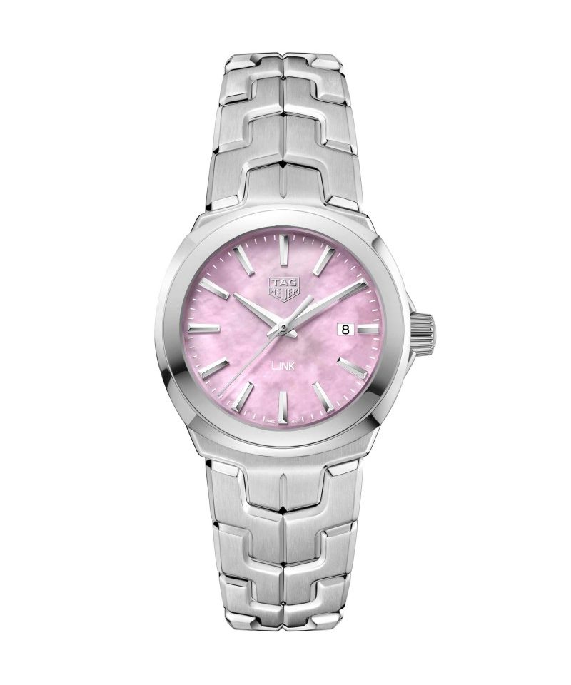 Link Lady大三針日期腕錶，粉紅色面盤，建議售價NT$54,500。