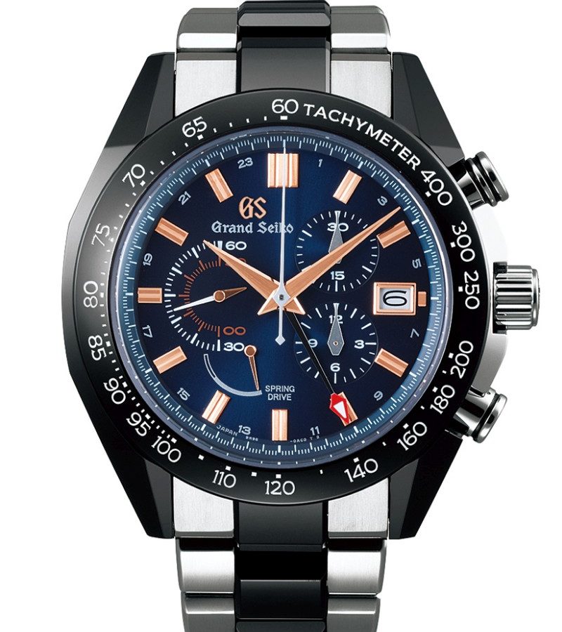 Grand Seiko 黑色陶瓷系列Spring Drive GMT計時碼錶，型號SBGC219，限量500只