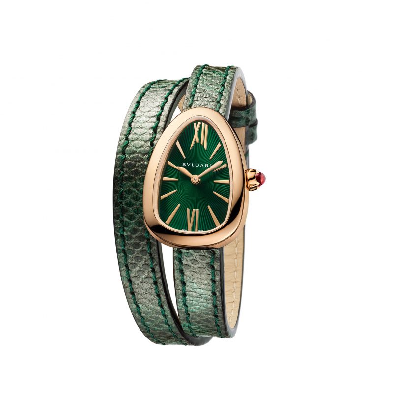 NEW SERPENTI系列綠色錶帶玫瑰金錶殼款，參考售價約NT248,800