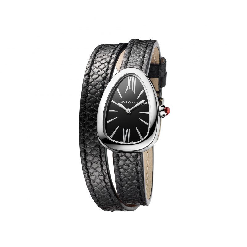 NEW SERPENTI系列黑色錶帶精鋼錶殼款，參考售價約NT128,500