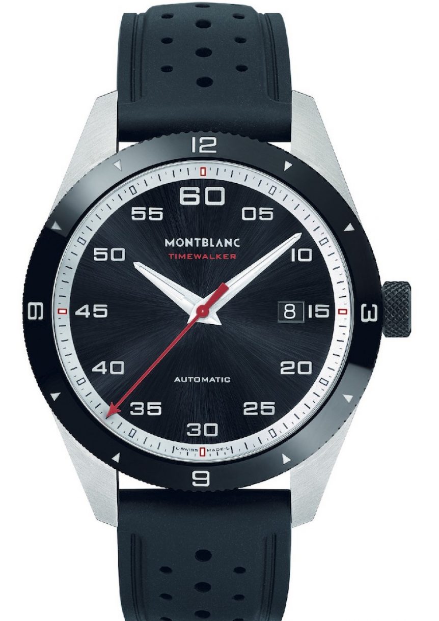 萬寶龍TimeWalker時光行者系列日期顯示自動腕錶，參考售價：NTD 103,400。
