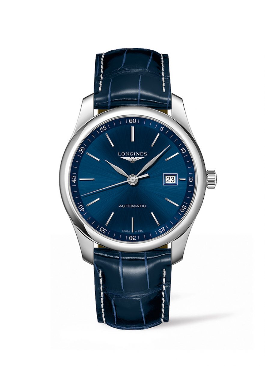 Longines 浪琴表巨擘系列午夜藍鱷魚皮腕錶 (L2.793.4.92.2)，參考售價 NTD 65,000