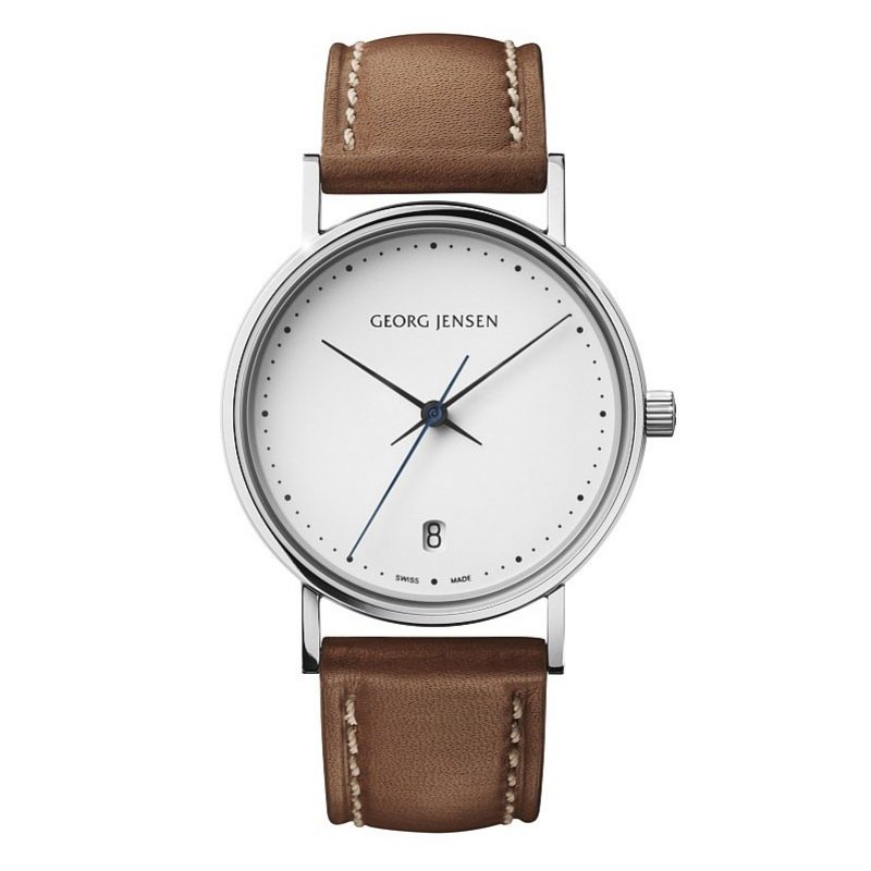 KOPPEL大三針日期顯示腕錶（直徑32毫米，石英機芯，日期窗顯示，棕色小牛皮錶帶），建議售價NT$34,800。