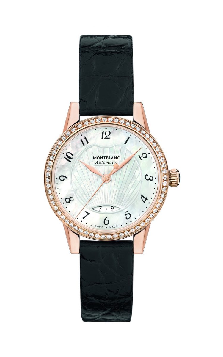 萬寶龍Boheme寶曦系列日期顯示珠寶腕錶18K玫瑰金款，參考售價 NTD 394,200。