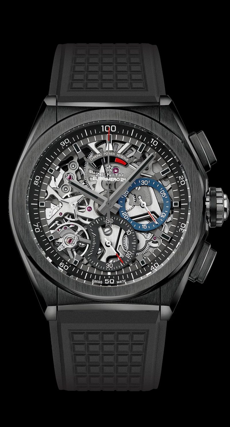 Defy El Primero 21 午夜黑陶瓷腕錶，橡膠錶帶款，建議售價 NT$ 416,000
