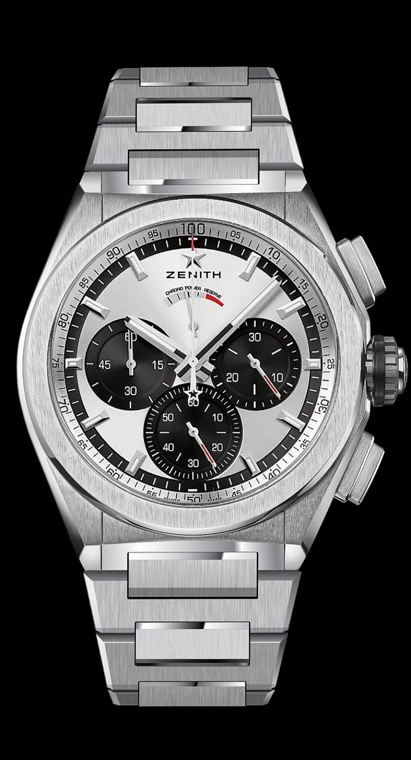 Defy El Primero 21 銀色面盤腕錶，鈦金屬鍊帶款，建議售價NT$384,000